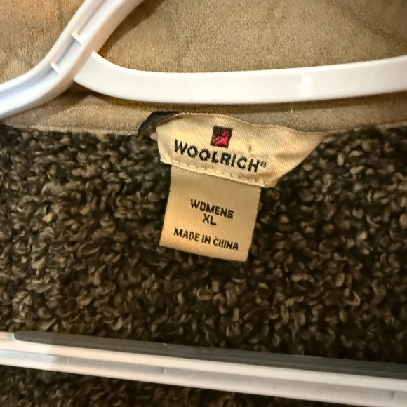 WOOLRICH Women's Faux Suede Vest KHAKI Lined Full Zip Up - Picture 5 of 6